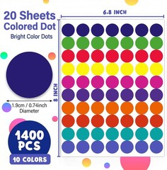 Dot Stickers – 1400 PCS Colored Circle Stickers for Kids | Back to School Sup…