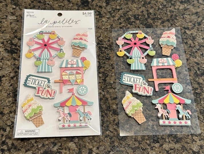 2 PACKS The Paper Studio Stick A Bilities CARNIVAL FAIR Dimensional Stickers