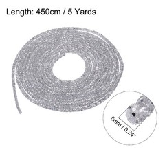 5 Yard 6mm Glitter Sequins Rope Sequins Rhinestone Cord Gray Silver