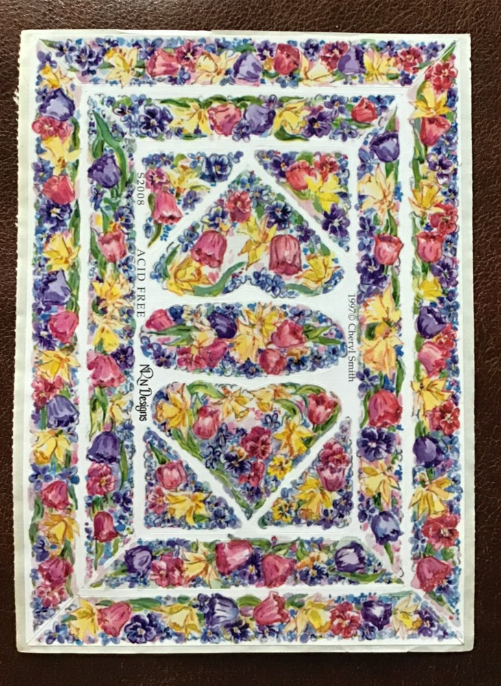 5 X 7″ NRN DESIGNS STICKERS: FLORAL HEARTS FRAMES CORNERS *