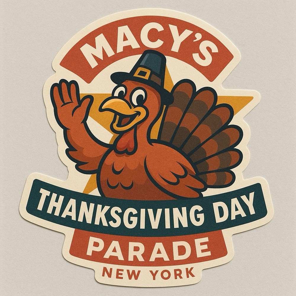New York Thanksgiving Day Parade 3” Vinyl Sticker Decal Retro Turkey Macy’s