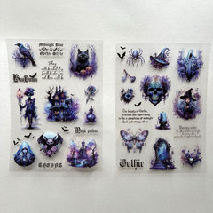 Gothic Purple Halloween Stickers 2 Sheets Junk Journal Collage Scrapbooking
