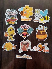 STICKERS x 10 Honey Bee Positive Apiculture Beehive Plant Cartoon Sticker BEH5