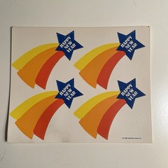 Vintage!!! 1982 Hallmark Happy New Year Stickers!! 1 Sheet, 4 Stickers!!!