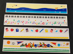 4 Mrs Grossman Vtg 2″x12″ Design Line Sticker sheets~BORDERS~School~SPORTS~Beach