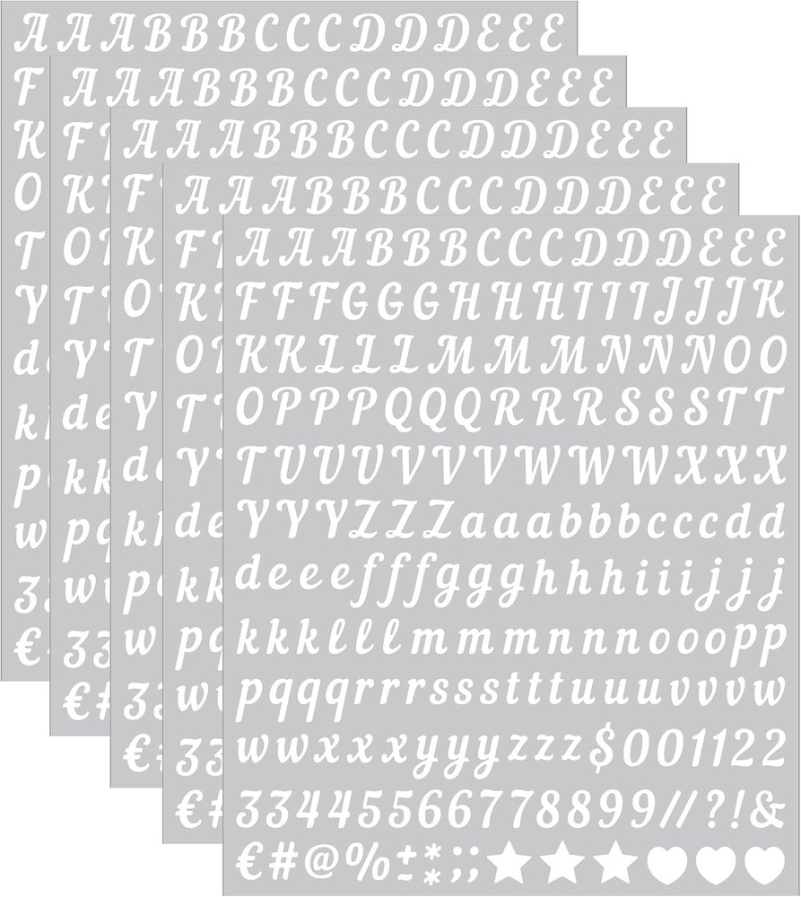 0.5 Inch Small Letter Sticker, White Vinyl Self Adhesive Alphabet Number Sticker
