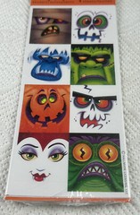 Hallmark Holographic Scary/Funny Face Stickers 2 Pkg set/64 Stickers Halloween