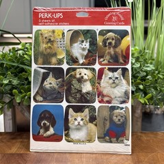 VTG STICKERS NOS Puppy & Kitten 3 Sticker Sheets Drawing Board Greeting Cards
