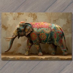 STICKER Elephant Bright Vibrant Colorful Quilted Painted Beautiful Flower Tusk