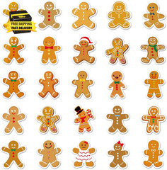 50 Pcs Gingerbread Man Stickers – Waterproof Vinyl Christmas Gingerbread Sticker