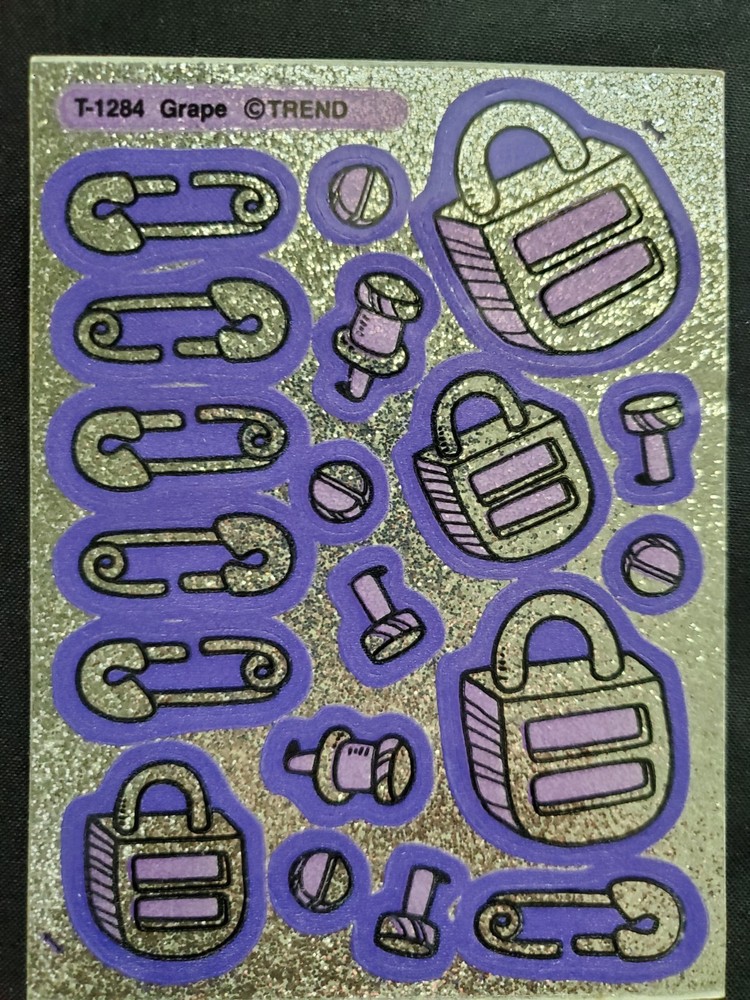 Rare Vintage Trend Scratch n Sniff Shiny Brights Glitter Grape Locks, pins bolts