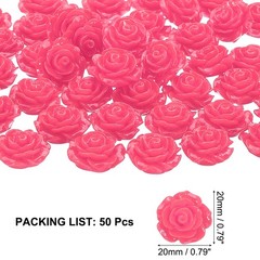 20mm Rose Flower Resin Cabochon, 50 Pcs Mini Rose Flower Resin, Rose Red