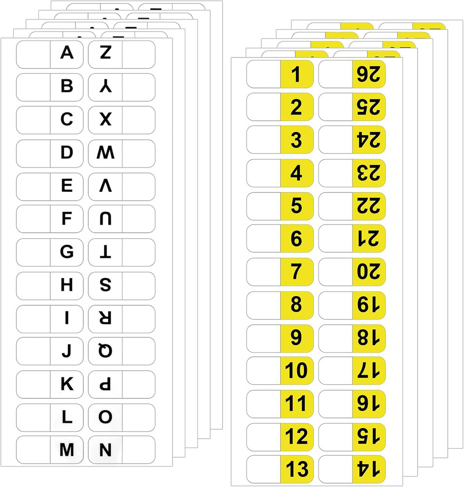 260Pcs Alphabet Tabs Self Adhesive A-Z 26 Letters Tabs Sticky and Number Sticker