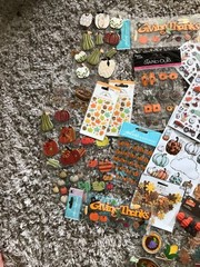 Lot of 30+ Fall Theme Embellishments – Paper Craft, Scrapbooking, Journaling