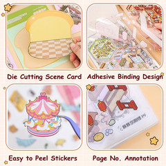 20 Sets DIY 3D Stickers Scene Collection Book, 3D Scene Miniature, Miniature Sim