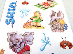 Freckle Press Beach Stickers 2001 Animal Palm Tree Elephant Pig Crab Waves 12″