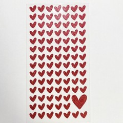 Red Glitter Small Heart Sticker 95 Count Self-Adhesive 0.35Inchs 90mm Crafts