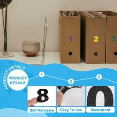 3″ Reflective Number Stickers 0-9, 2Set Mailbox Number Decals, Black