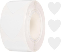 500Pcs White Heart Stickers 1 Inch Self-Adhesive Stickers Coding Label for DIY C