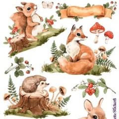 Mushroom Woodland Critter Stickers – 2 Sticker Sheets for Stationary & More