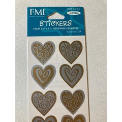 Frances Meyer FMI Metallic Hearts Stickers Gold Silver Swirl 2 Sheets TST 830