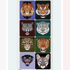 Violette Stickers Big Cats Sticker Sheet Lion Tiger Panther Cougar Animal Craft