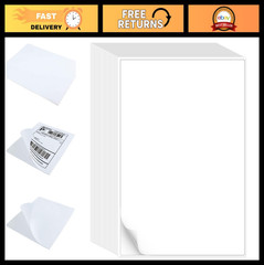 500 Sheets Full Sheet Label Paper 8.5×11, Matte White Stickers for Inkjet & Lase