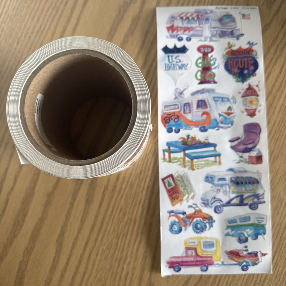 Vintage Travel RV Sticker ROLL Stickers, RV, Picnic, Travel, Scenic Route Camper