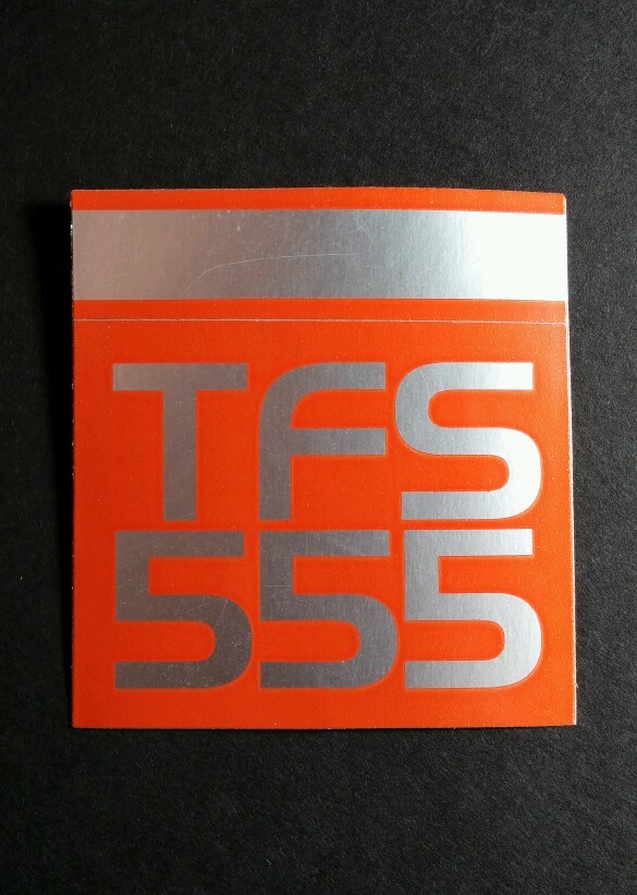TFS 555 ORANGE SILVER GREY BOARD RACING 2×2 SMALL MUSIC STICKER
