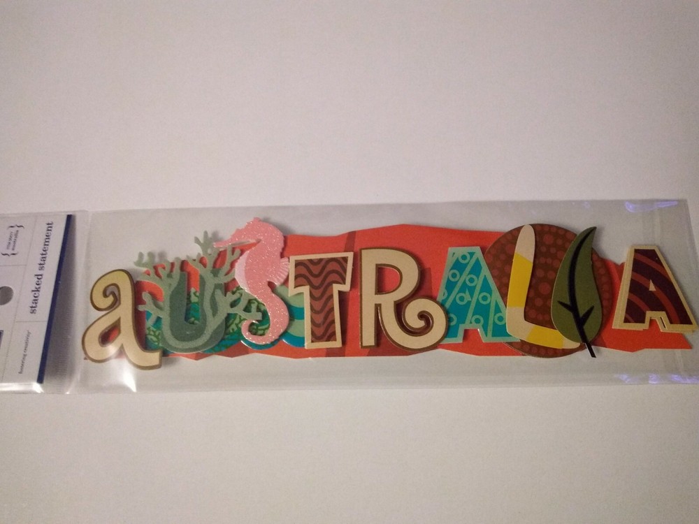 Crafts KF 3D Title Sticker Australia Boomerang Sea Horse Coral Leaf Patterns