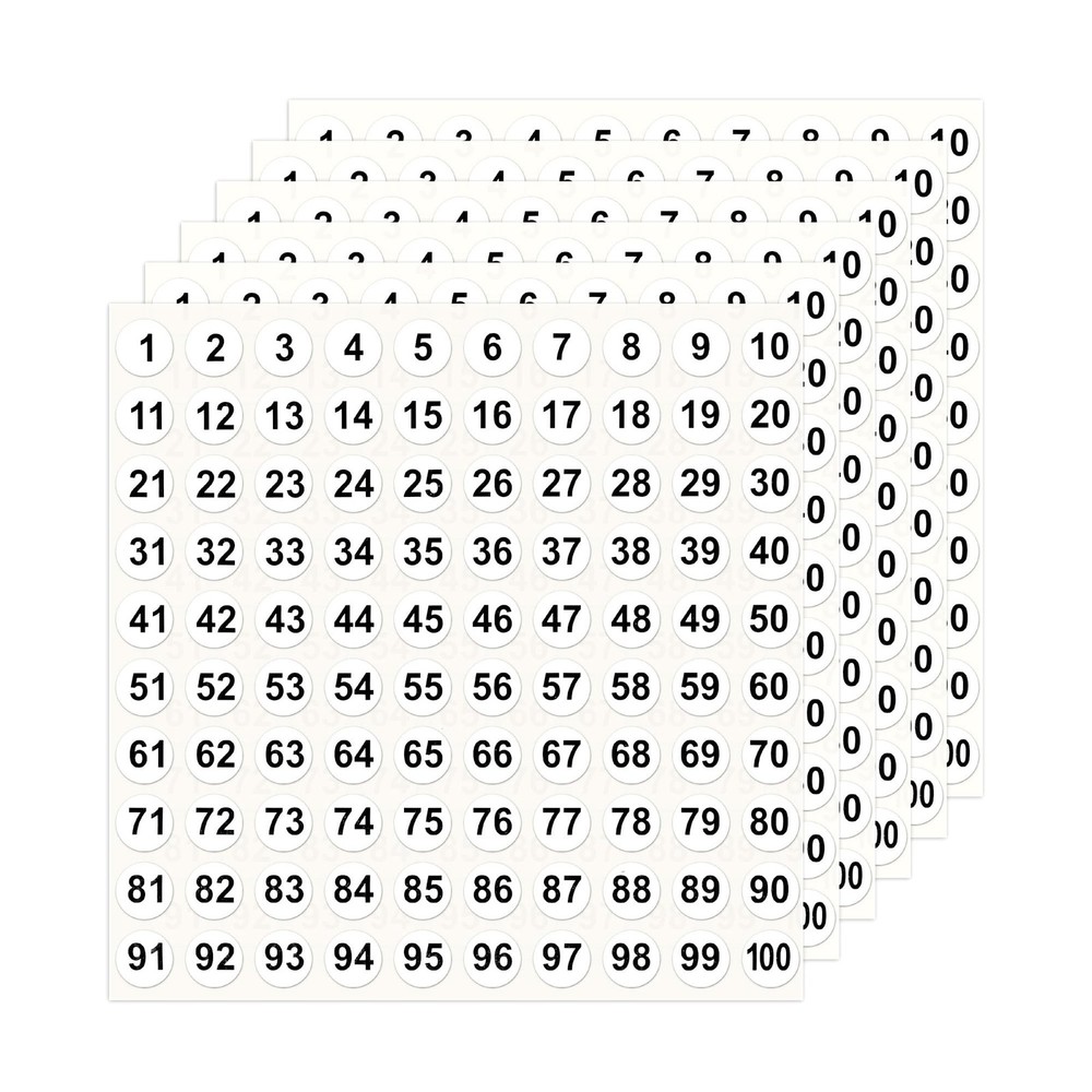 Number Stickers, 50 Sheets Number Stickers 1-100, 5000 PCS Vinyl Consecutive …