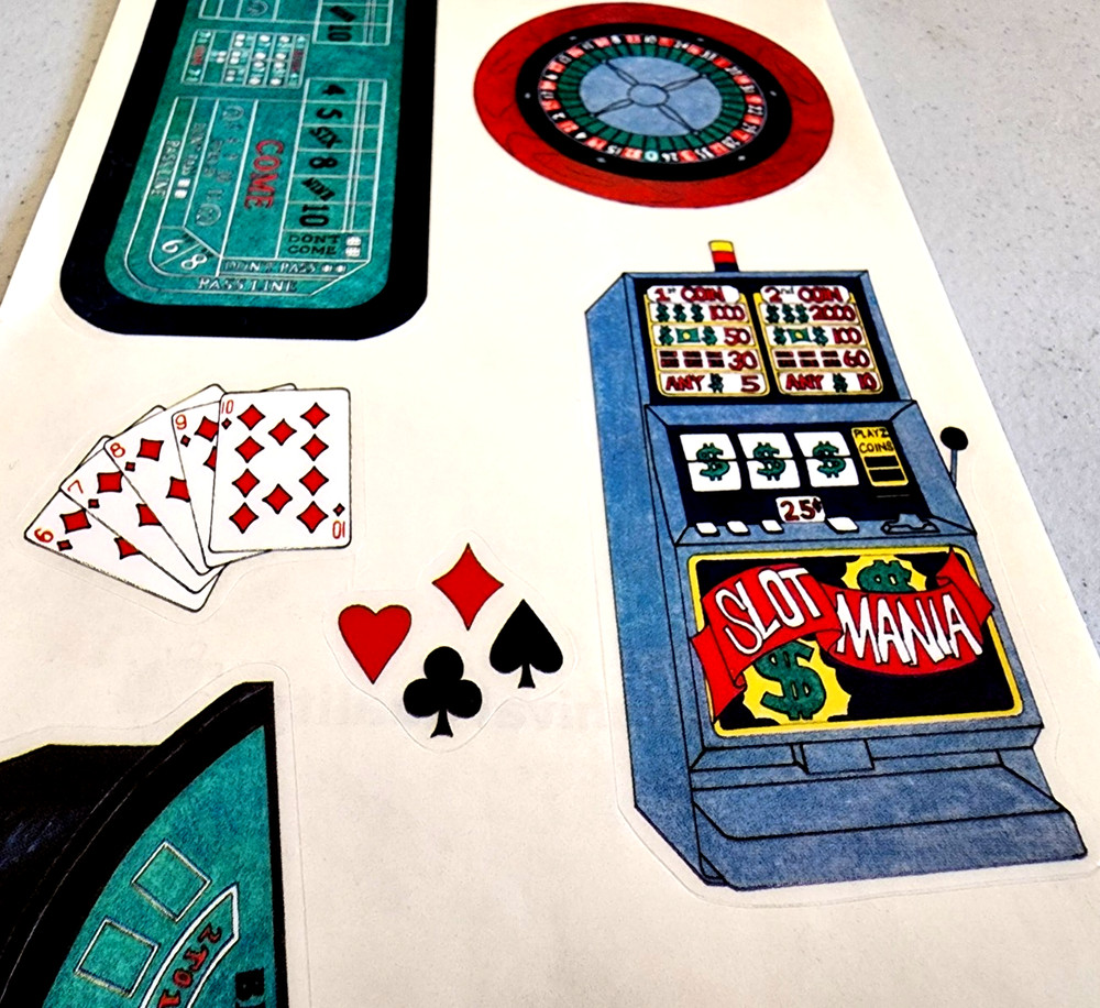 Casino Vegas Cruise Clear Sticker Sheet 12″ Scrapbook Mania NOS Craps Slots Card