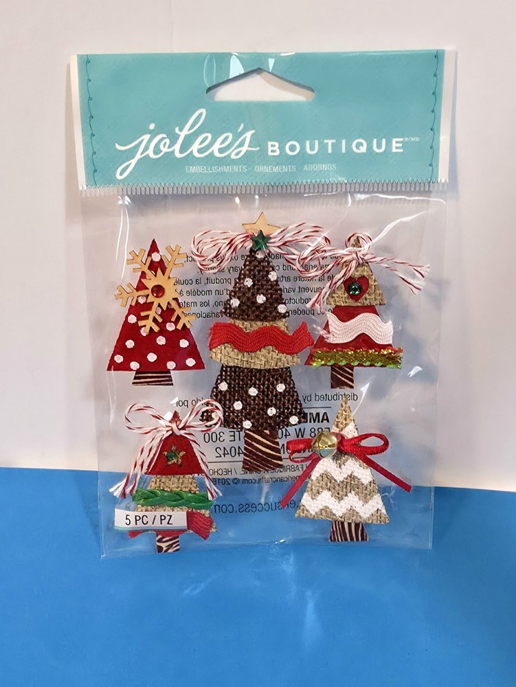 FREE SHIP Jolee’s BEAUTIFUL BURLAP TREES Scrapbook Sticker CHRISTMAS HOLIDAYS