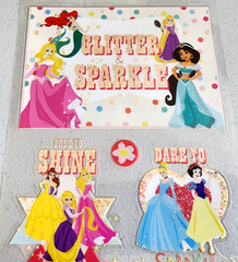 Disney Princess Glitter Sparkle Clear Sticker Sheet 12″ Scrapbook Journal