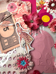 Pink LG Lot Over 140 Pcs scrapbook planner journal junk collage ephemera paper