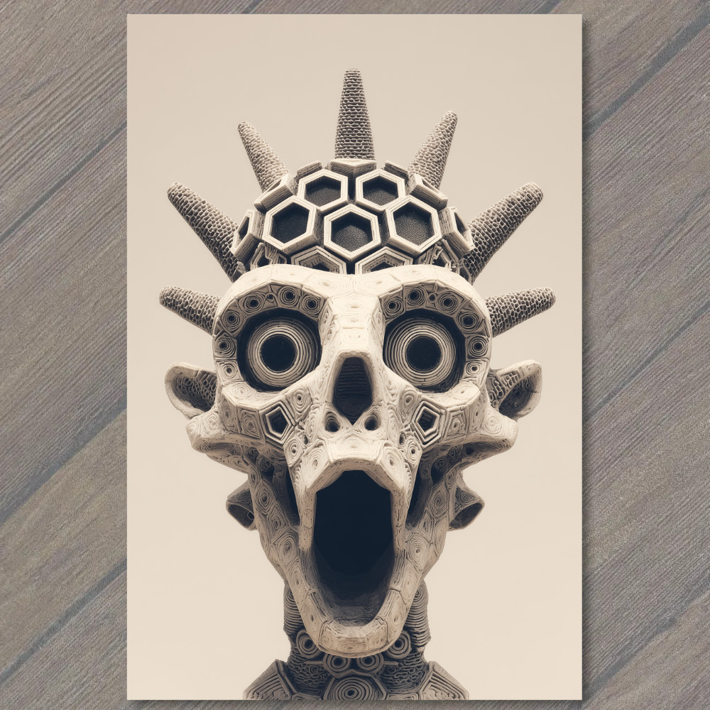STICKER Honeycomb Skull Horror Creature Spike Eyes Bone Scream Terror Weird Te