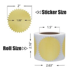 Hybsk 300Pcs Notary Seals 2 Inch Embossing Stickers Gold Metallic Certificate Se