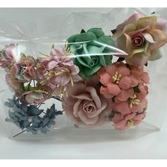 9 Packs Paper Flower Kit Wedding Gift bouquet Scrapbook (TH/9-Multi Colors A1)