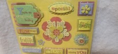 Scrapbooking 3D Chipboard Stickers Title Tags BloomsFlowers NEW K&Company 16 Pcs