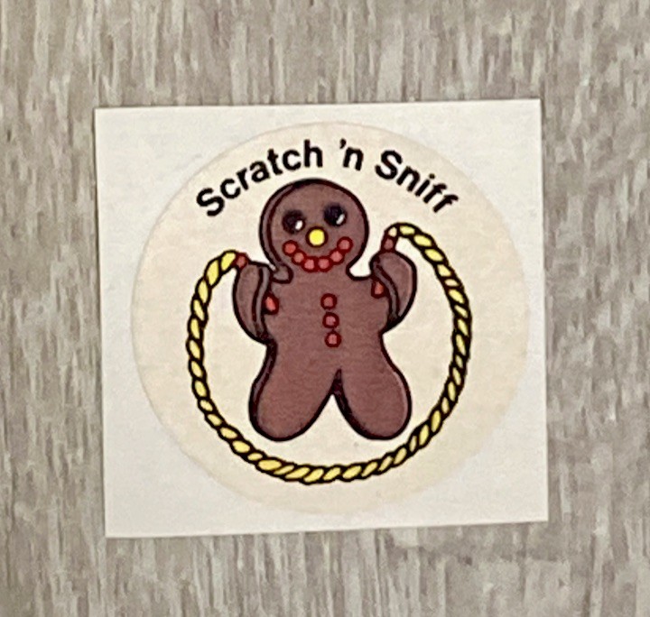 Vintage 3M Gingerbread Murple Character Scratch ‘n Sniff Sticker. Matte