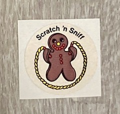Vintage 3M Gingerbread Murple Character Scratch ‘n Sniff Sticker. Matte