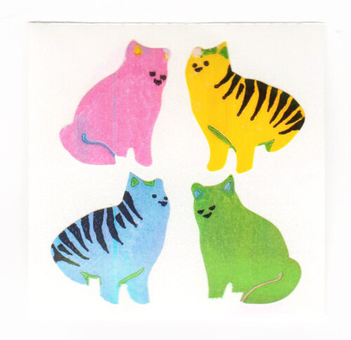 Vintage 80’s Great Seven 7 PEARLY Colorful Pink Blue Yellow Cats Sticker Mod