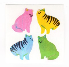 Vintage 80’s Great Seven 7 PEARLY Colorful Pink Blue Yellow Cats Sticker Mod
