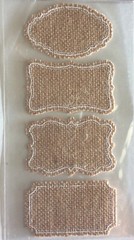 4 Burlap Label Scrapbook Craft Embellishment Stickers NIP