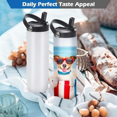 12 Pack Sublimation Tumblers Flat Edge Blanks Skinny Straight 20 oz, Stainles…