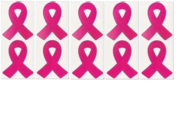 10pcs Pink Ribbon Stickers, Breast Cancer Awareness