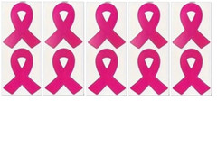 10pcs Pink Ribbon Stickers, Breast Cancer Awareness