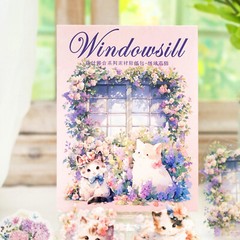 Cat Rabbit Flower Window PET Stickers 30PCS Scrapbook Paper Crafts Supply Diary