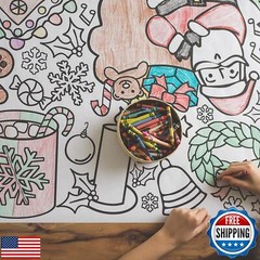 Tiny Expressions Christmas Coloring Tablecloth for Kids | Rolled, No Creases