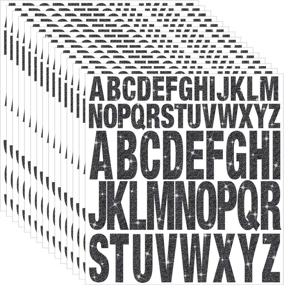 15 Sheets Letter Stickers 780 Pcs Glitter Capital Letters Large Self-Adhesive Vi